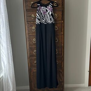 Vintage JS Boutique Elegant Black and Purple Beaded Evening Dress Size 14